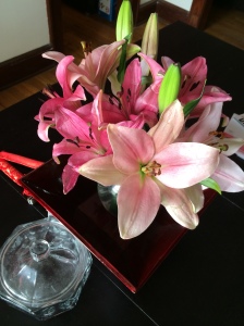 Fresh pink lilies take center stage in my dining room this week