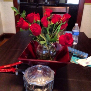 The red roses my sweet man surprised me with after a particularly crummy day